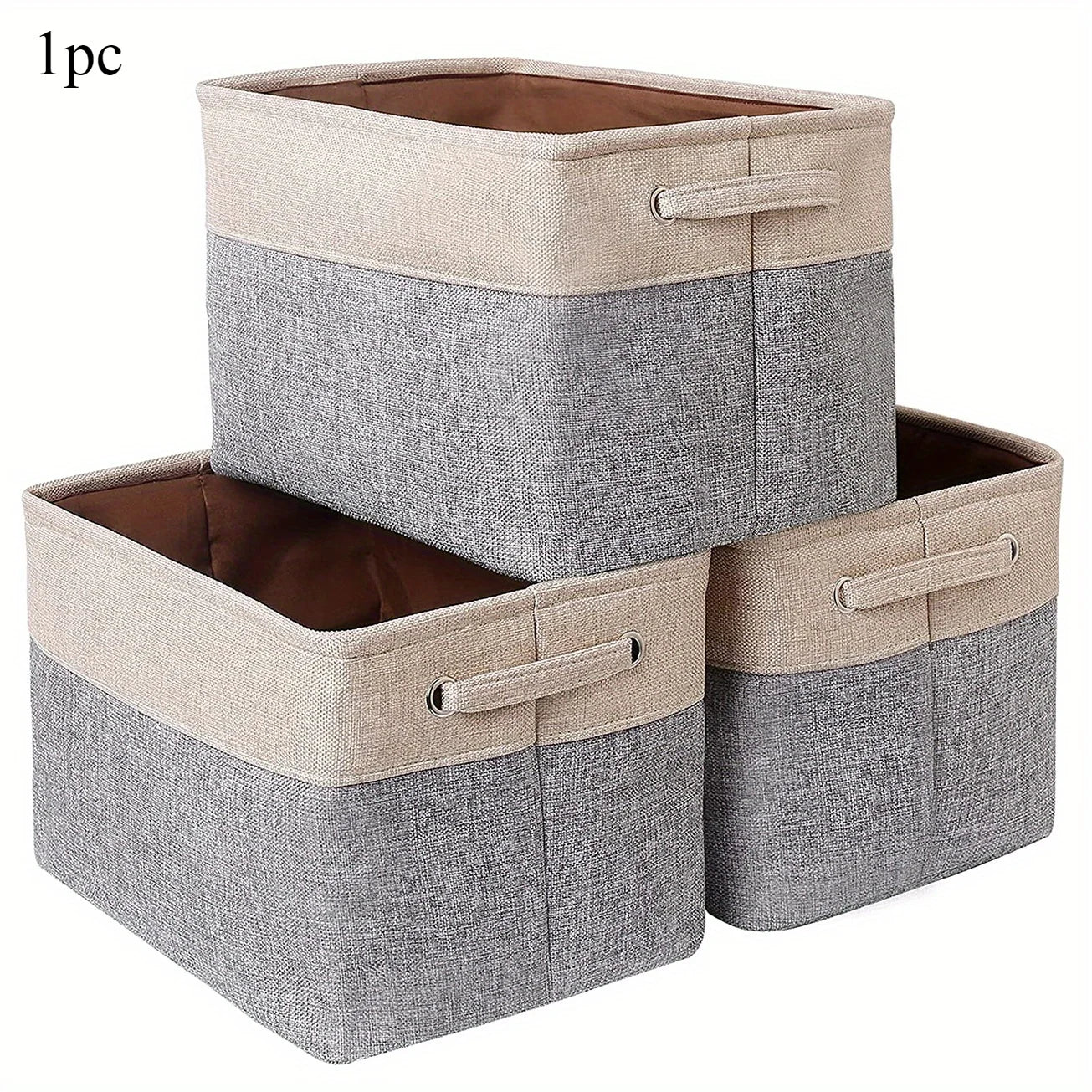 Panier rangement tissu gris beige vide pliable