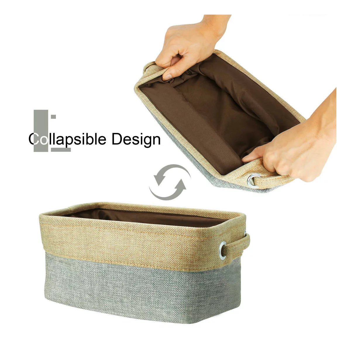 Panier de rangement en tissu gris Orgamaison pliable et rigide pour l'organisation du dressing et de la maison.